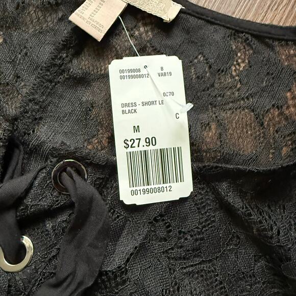 Forever 21 Black Lace Peasant Tunic Top Fairy Grunge Boho Goth Coquette - Picture 6 of 8